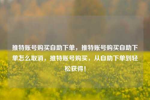 推特账号购买自助下单，推特账号购买自助下单怎么取消，推特账号购买，从自助下单到轻松获得！