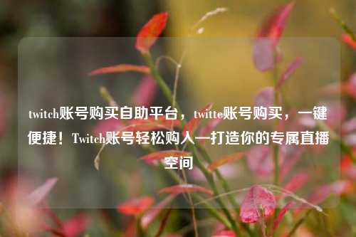 twitch账号购买自助平台，twitte账号购买，一键便捷！Twitch账号轻松购入—打造你的专属直播空间