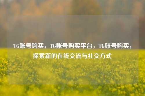 TG账号购买，TG账号购买平台，TG账号购买，探索新的在线交流与社交方式