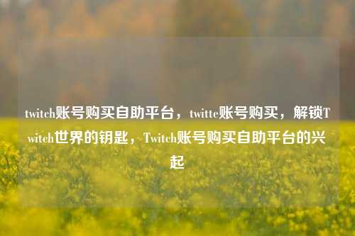 twitch账号购买自助平台，twitte账号购买，解锁Twitch世界的钥匙，Twitch账号购买自助平台的兴起