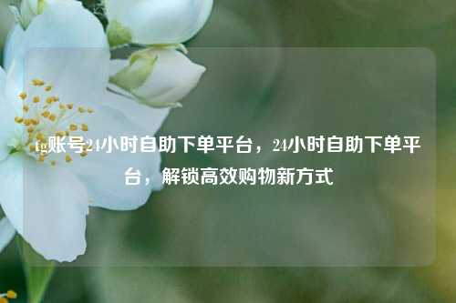tg账号24小时自助下单平台，24小时自助下单平台，解锁高效购物新方式