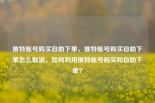 推特账号购买自助下单，推特账号购买自助下单怎么取消，如何利用推特账号购买和自助下单？