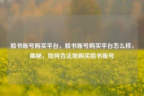 脸书账号购买平台，脸书账号购买平台怎么样，揭秘	，如何合法地购买脸书账号  第1张