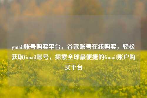 gmail账号购买平台，谷歌账号在线购买，轻松获取Gmail账号，探索全球最便捷的Gmail账户购买平台