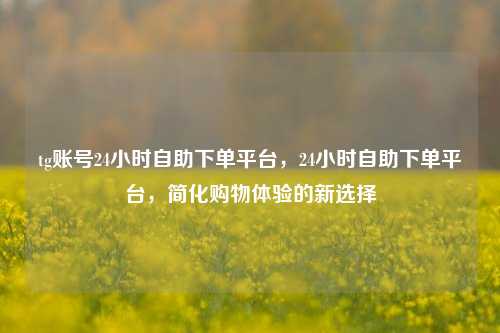 tg账号24小时自助下单平台，24小时自助下单平台，简化购物体验的新选择