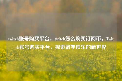 twitch账号购买平台，twitch怎么购买订阅币，Twitch账号购买平台，探索数字娱乐的新世界