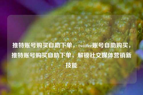 推特账号购买自助下单，twitter账号自助购买，推特账号购买自助下单，解锁社交媒体营销新技能