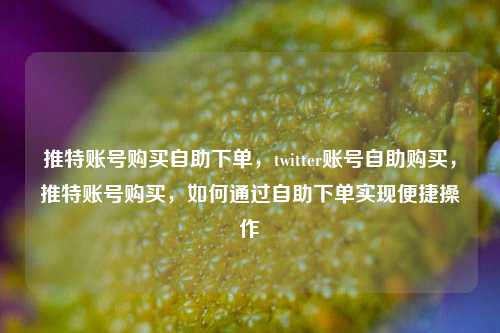 推特账号购买自助下单，twitter账号自助购买，推特账号购买，如何通过自助下单实现便捷操作