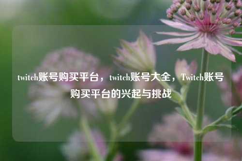 twitch账号购买平台，twitch账号大全	，Twitch账号购买平台的兴起与挑战  第1张