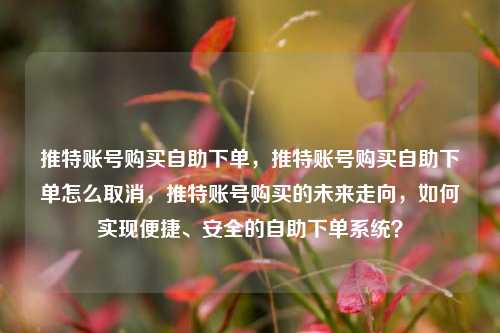 推特账号购买自助下单，推特账号购买自助下单怎么取消，推特账号购买的未来走向，如何实现便捷、安全的自助下单系统？