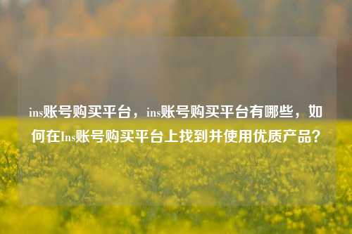 ins账号购买平台，ins账号购买平台有哪些，如何在Ins账号购买平台上找到并使用优质产品？