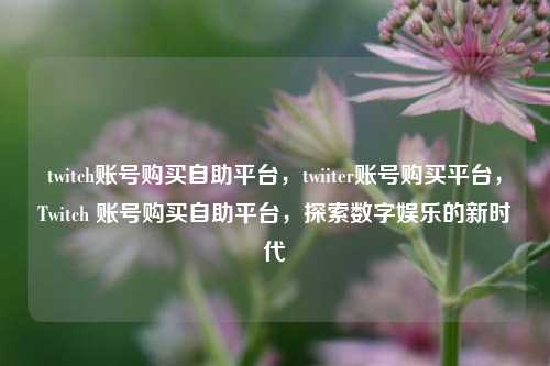 twitch账号购买自助平台，twiiter账号购买平台，Twitch 账号购买自助平台，探索数字娱乐的新时代