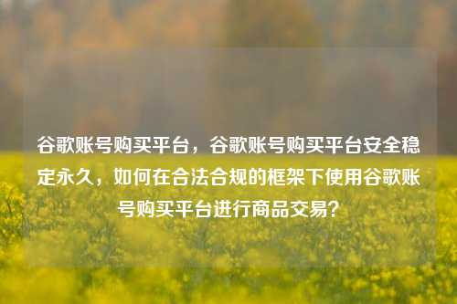 谷歌账号购买平台，谷歌账号购买平台安全稳定永久，如何在合法合规的框架下使用谷歌账号购买平台进行商品交易？  第1张