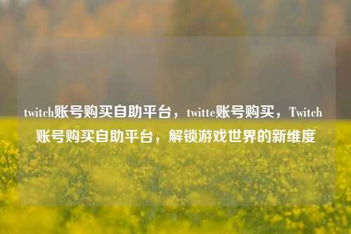 twitch账号购买自助平台，twitte账号购买，Twitch 账号购买自助平台，解锁游戏世界的新维度
