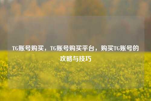 TG账号购买，TG账号购买平台，购买TG账号的攻略与技巧