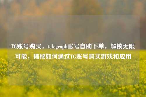 TG账号购买，telegraph账号自助下单，解锁无限可能，揭秘如何通过TG账号购买游戏和应用
