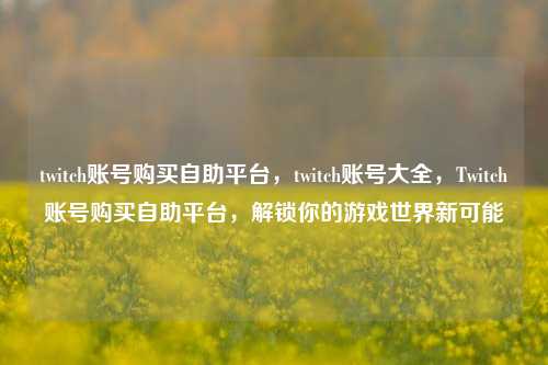 twitch账号购买自助平台，twitch账号大全，Twitch账号购买自助平台，解锁你的游戏世界新可能