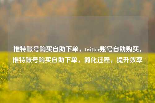 推特账号购买自助下单，twitter账号自助购买，推特账号购买自助下单，简化过程，提升效率