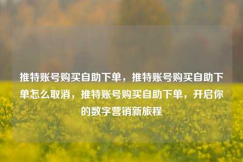 推特账号购买自助下单，推特账号购买自助下单怎么取消，推特账号购买自助下单，开启你的数字营销新旅程