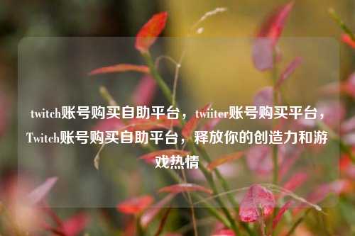 twitch账号购买自助平台，twiiter账号购买平台，Twitch账号购买自助平台，释放你的创造力和游戏热情