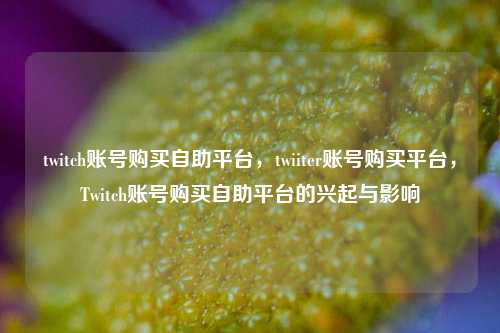 twitch账号购买自助平台，twiiter账号购买平台，Twitch账号购买自助平台的兴起与影响  第1张