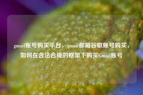 gmail账号购买平台，gmail邮箱谷歌账号购买，如何在合法合规的框架下购买Gmail账号