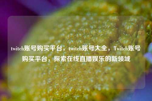 twitch账号购买平台，twitch账号大全，Twitch账号购买平台，探索在线直播娱乐的新领域