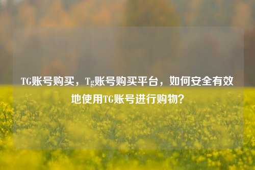 TG账号购买，Tg账号购买平台，如何安全有效地使用TG账号进行购物？